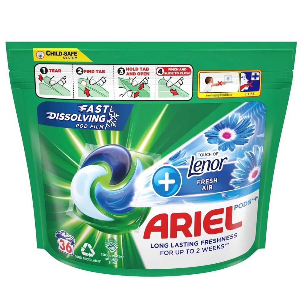 Ariel All-in-1 PODs Lenor pesukapslid, 36 tk цена и информация | Pesuvahendid | hansapost.ee