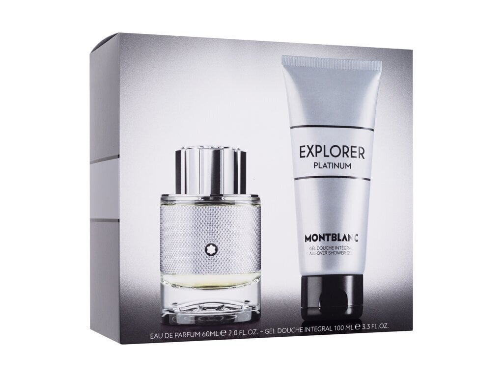 Kosmeetikakomplekt Montblanc Explorer Platinum meestele: Lõhnavesi EDP, 60 ml + dušigeel, 100 ml hind ja info | Dušigeelid, õlid | hansapost.ee