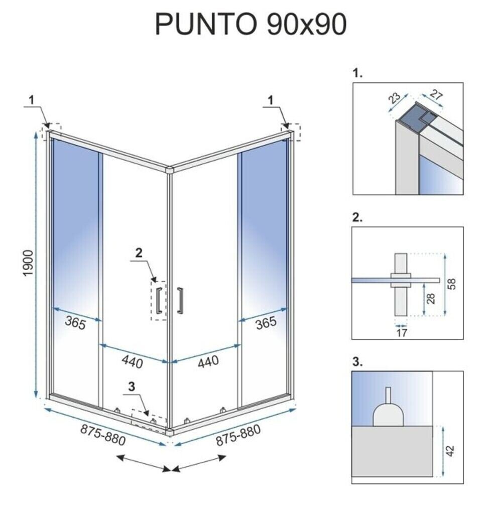 Dušikabiin Rea Punto, must, 90x90 cm hind ja info | Dušikabiinid | hansapost.ee