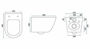 Подвесной унитаз Rea Carlo Mini Rimless Flat, Черный цвет цена и информация | Унитазы | hansapost.ee