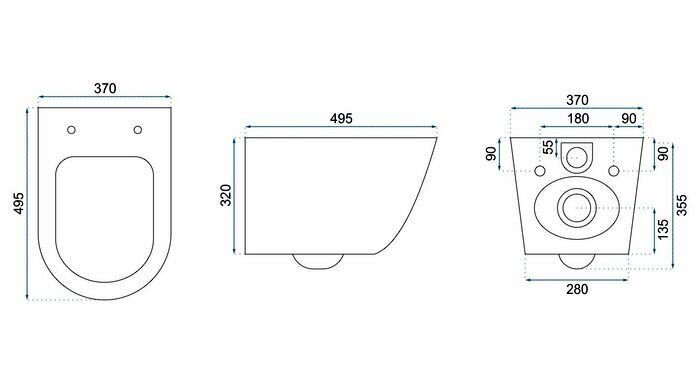 Rippkäimla Rea Carlo Mini Rimless Flat, must hind ja info | WС-potid | hansapost.ee