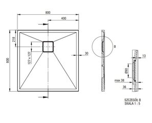 Квадратный душевой поддон Deante Correo, 80x80 см цена и информация | Стойки для душа | hansapost.ee