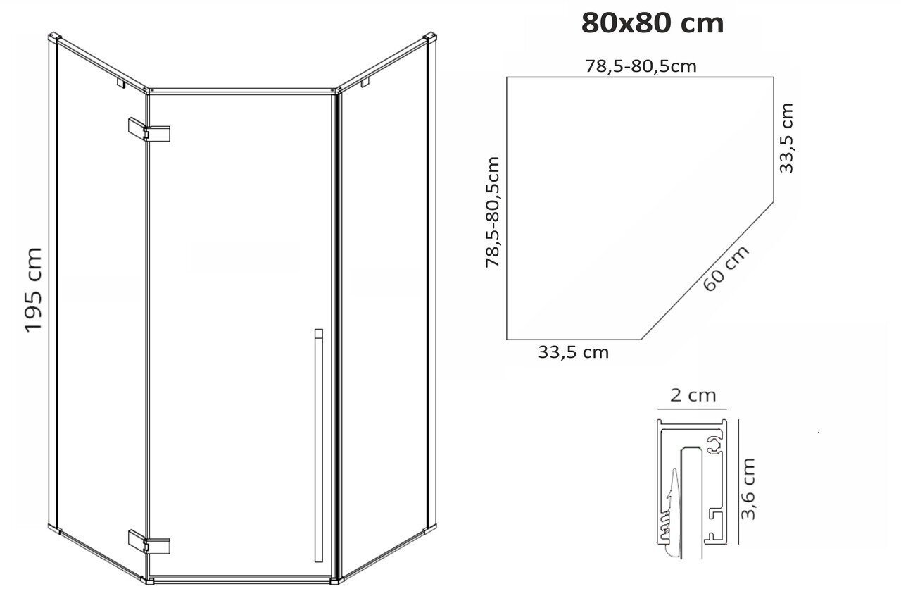 Dušikabiin REA Diamond black mat, 80x80, 90x90, 100x100 cm hind ja info | Dušikabiinid | hansapost.ee