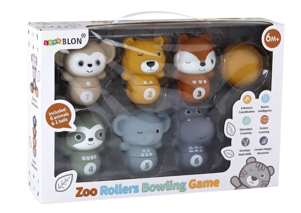 Bowlingu mänguasjade komplekt Animals Lean Toys, 7 tk hind ja info | Beebide mänguasjad | hansapost.ee