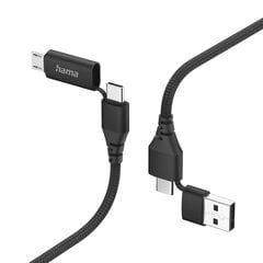 Hama 4-in-1 mitme laadimiskaabel, USB-C ja USB-A – USB-C ja mikro-USB, 1,5 m цена и информация | Кабели и провода | hansapost.ee