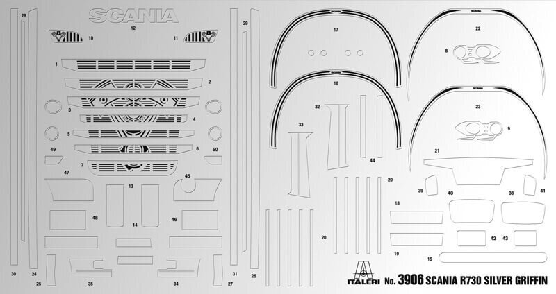 Italeri - Scania R730 V8 Streamline "Silver Griffin", 1/24, 3906 цена и информация | Klotsid ja konstruktorid | hansapost.ee