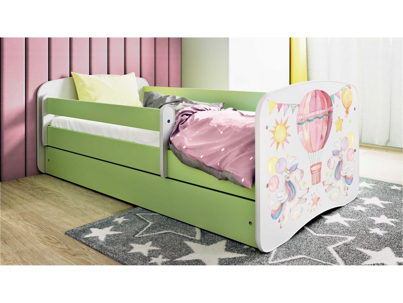 Lastevoodi ilma madratsita/sahtliga Kocot Kids BabyDreams Green balloon, roheline/valge hind ja info | Lastevoodid | hansapost.ee