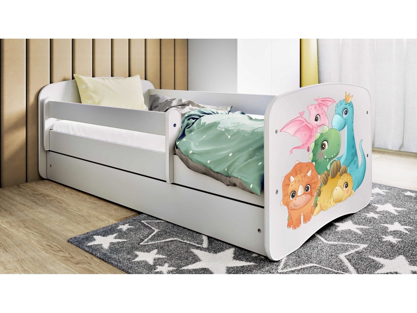 Lastevoodi ilma madratsita/sahtlita Kocot Kids BabyDreams White tiny dinos, valge hind ja info | Lastevoodid | hansapost.ee