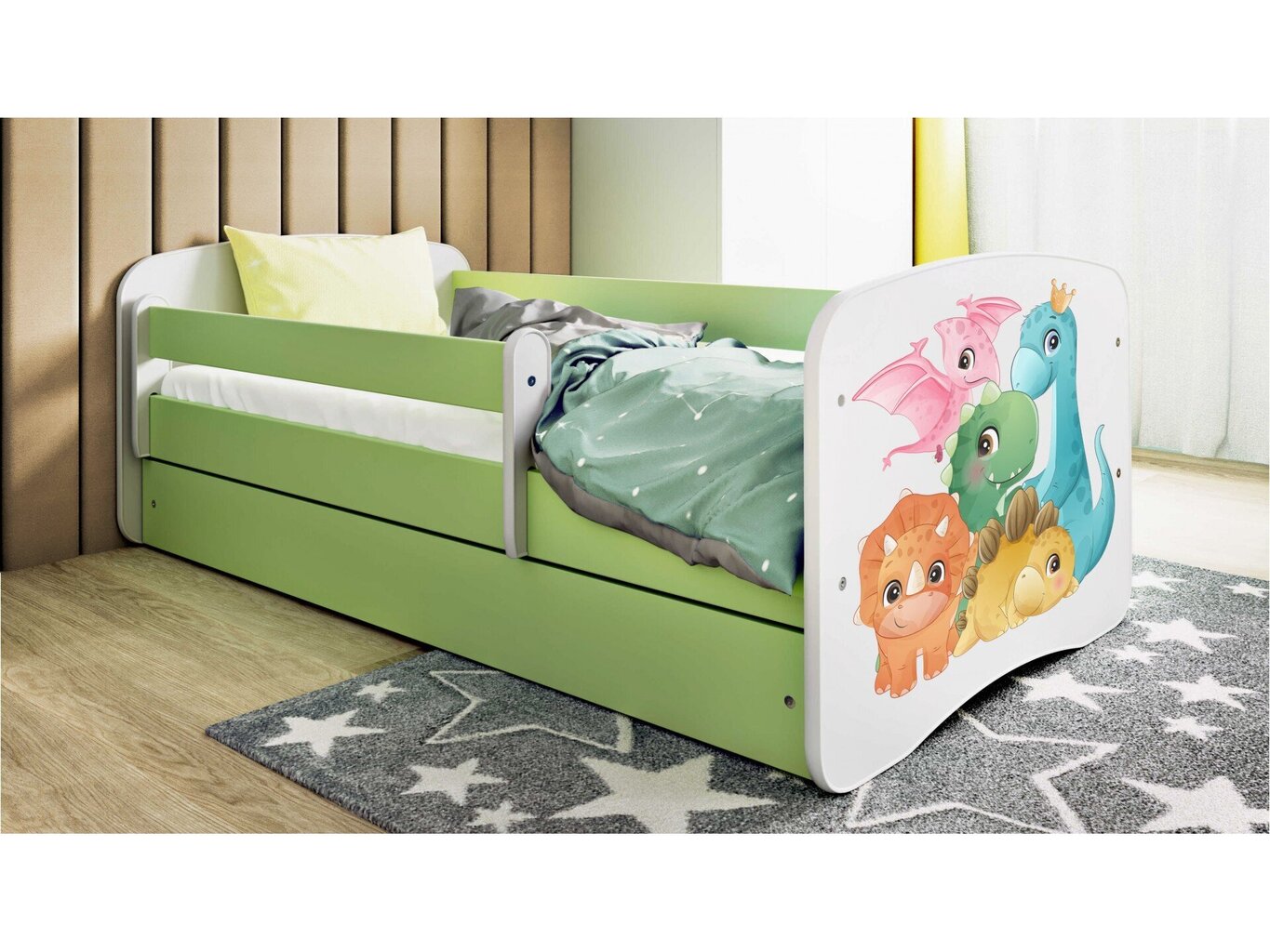 Lastevoodi ilma madratsita/sahtlita Kocot Kids BabyDreams Green tiny dinos, roheline hind ja info | Lastevoodid | hansapost.ee