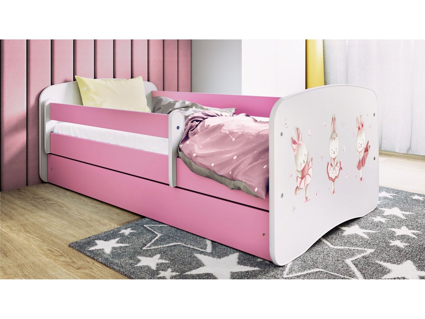 Lastevoodi ilma madratsita/sahtliga Kocot Kids BabyDreams Pink bunnies with butterflies, roosa hind ja info | Lastevoodid | hansapost.ee