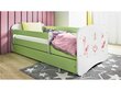 Lastevoodi ilma madratsita/sahtlita Kocot Kids BabyDreams Green bunnies with butterflies, roheline цена и информация | Lastevoodid | hansapost.ee