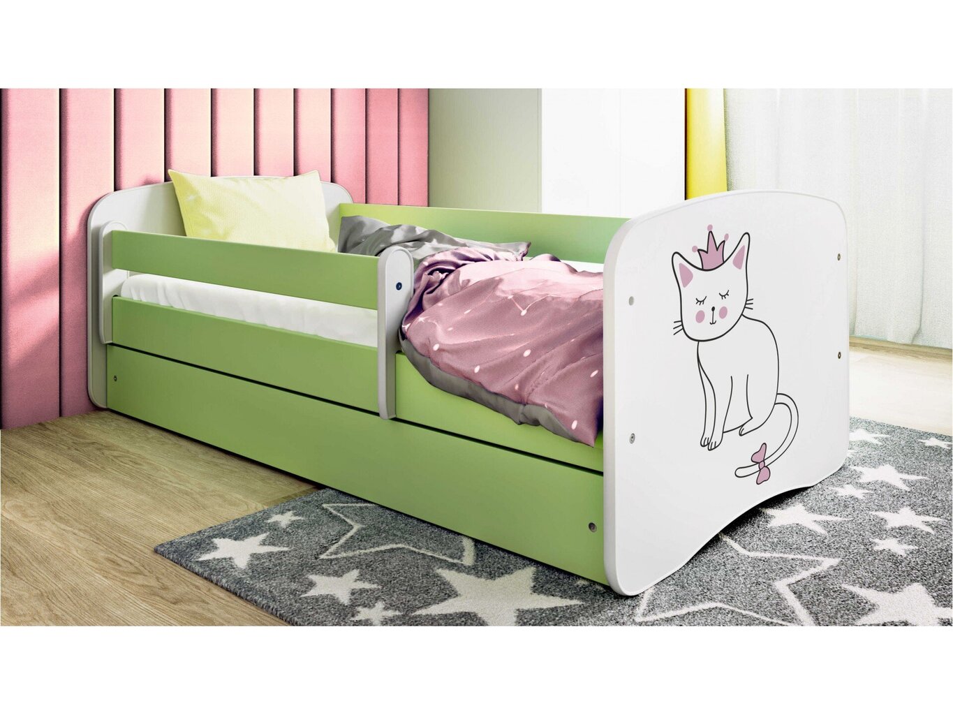 Lastevoodi ilma madratsita/sahtliga Kocot Kids BabyDreams Green cat, roheline цена и информация | Lastevoodid | hansapost.ee