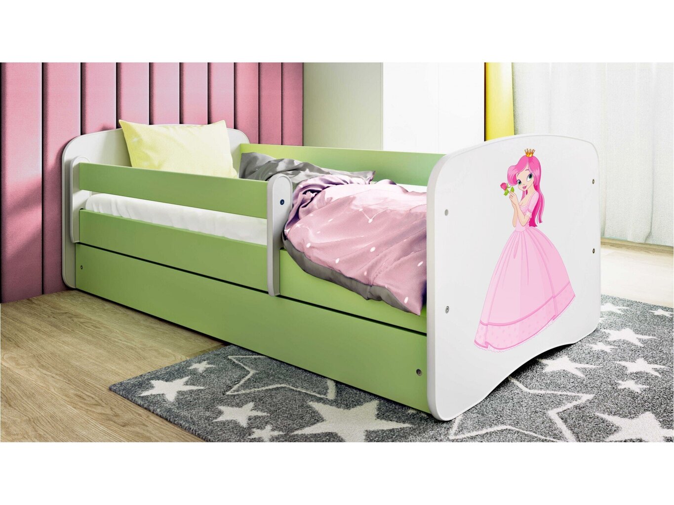 Lastevoodi ilma madratsita/sahtlita Kocot Kids BabyDreams Green princess, roheline hind ja info | Lastevoodid | hansapost.ee