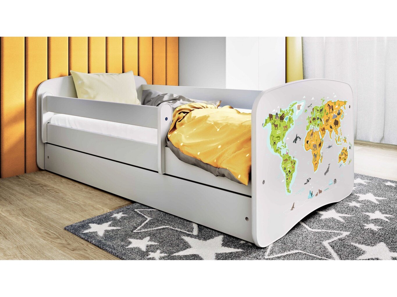 Lastevoodi ilma madratsita/sahtlita Kocot Kids BabyDreams White map, valge цена и информация | Lastevoodid | hansapost.ee