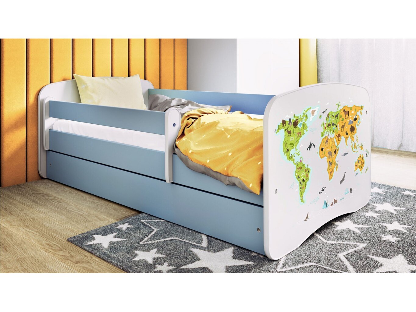 Lastevoodi ilma madratsita/sahtliga Kocot Kids BabyDreams Blue map, sinine hind ja info | Lastevoodid | hansapost.ee