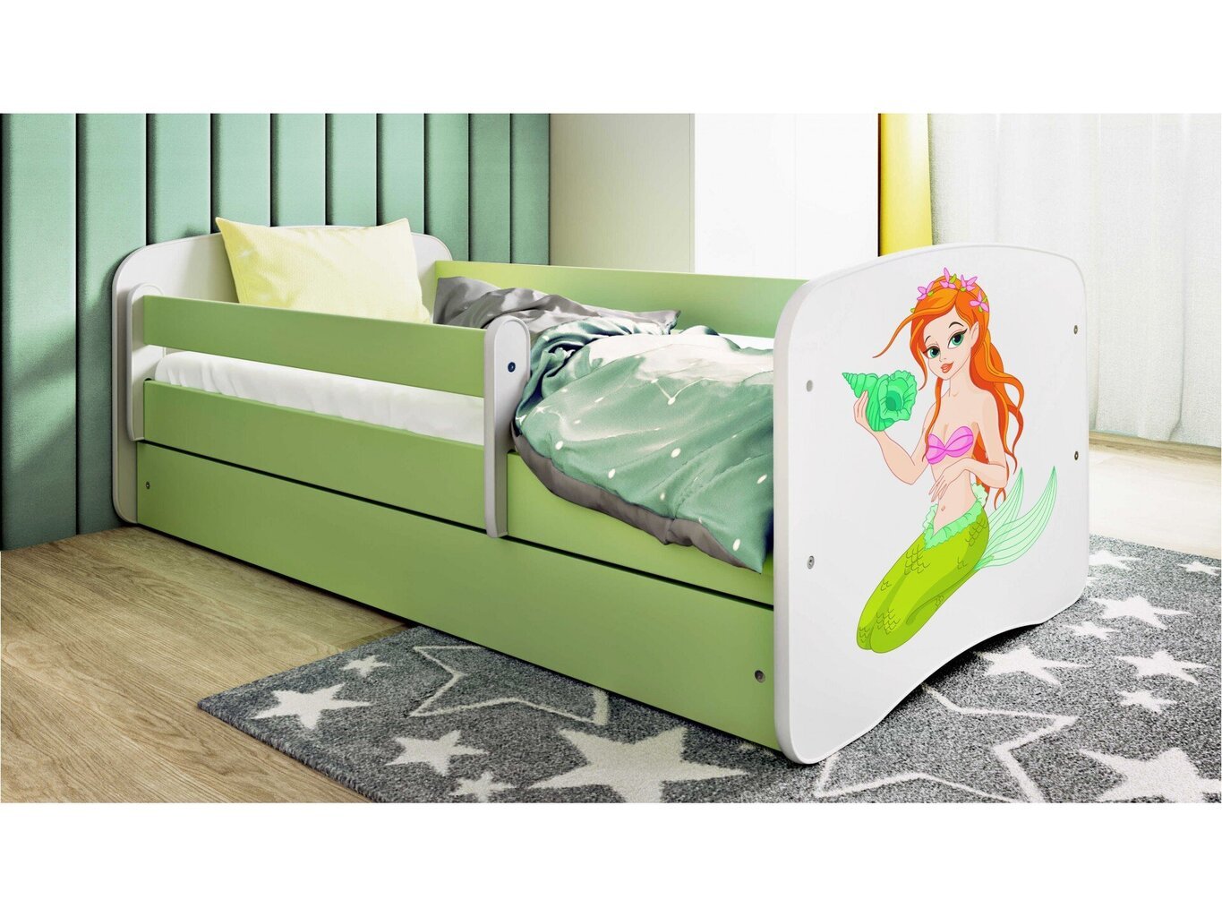 Lastevoodi ilma madratsita/sahtliga Kocot Kids BabyDreams Green mermaid, roheline hind ja info | Lastevoodid | hansapost.ee