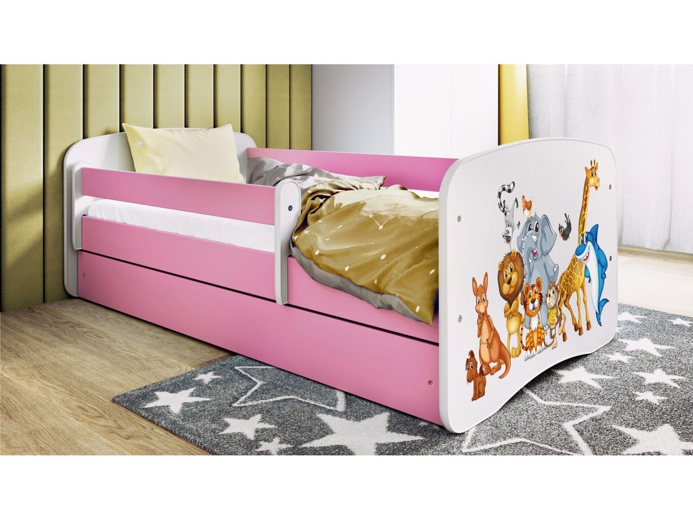 Lastevoodi ilma madratsita/sahtlita Kocot Kids BabyDreams Pink animals, roosa цена и информация | Lastevoodid | hansapost.ee