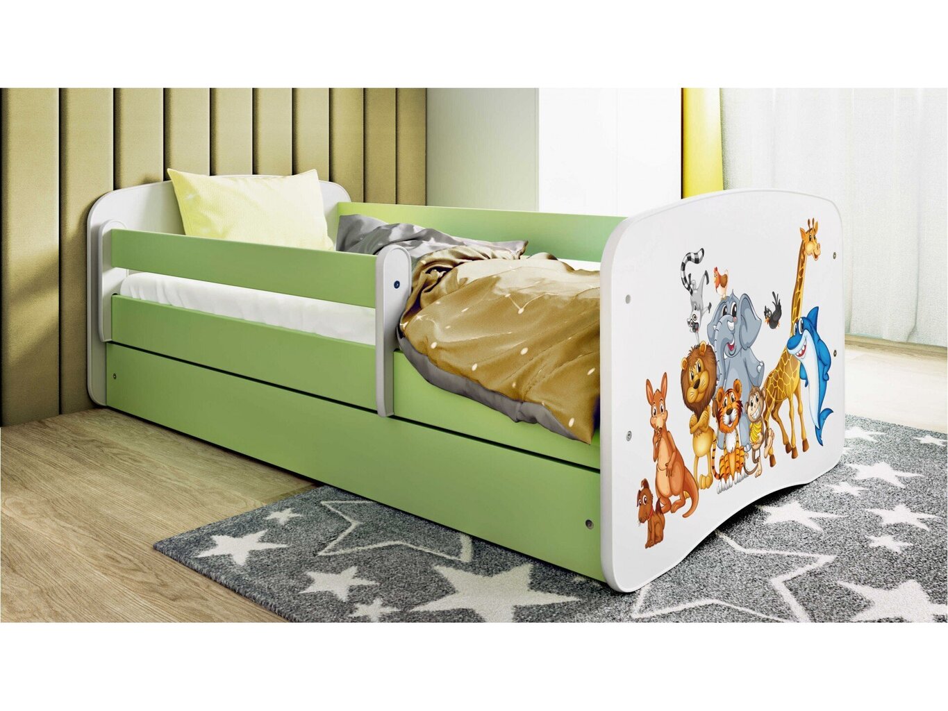 Lastevoodi ilma madratsita/sahtlita Kocot Kids BabyDreams Green animals, roheline цена и информация | Lastevoodid | hansapost.ee