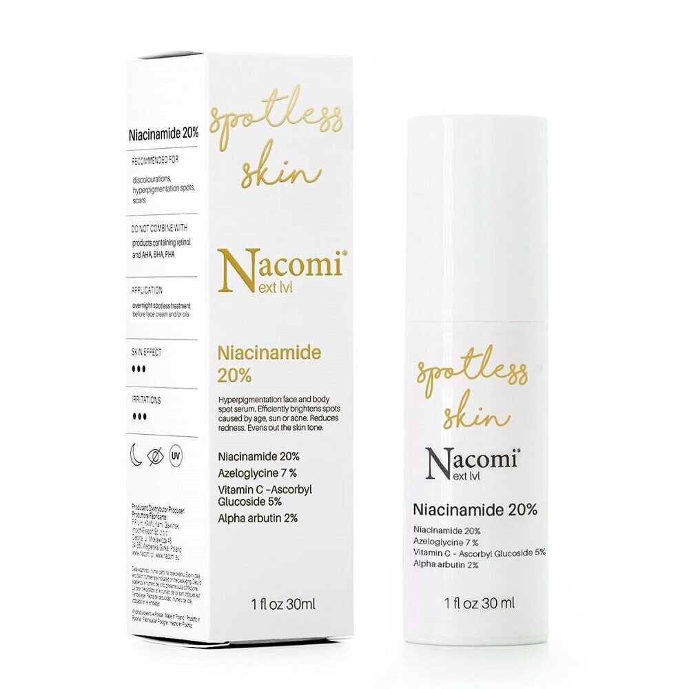 Ergastav näoseerum Nacomi Next Level Niacynamide 20% 30 ml цена и информация | Näoõlid, ampullid ja seerumid | hansapost.ee