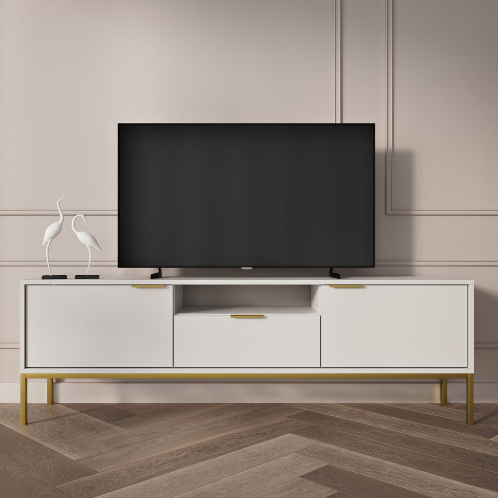 TV alus Austin, 135x33x56,4 cm, valge/kuldne цена и информация | Televiisori alused | hansapost.ee