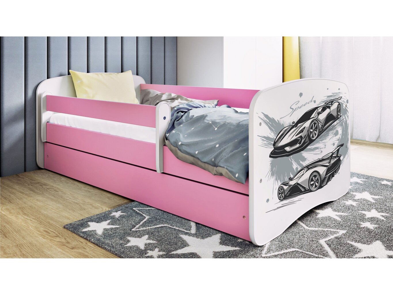 Lastevoodi madratsiga Kocot Kids BabyDreams Pink sports car, roosa/valge hind ja info | Lastevoodid | hansapost.ee