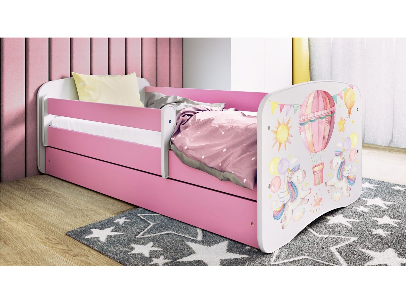 Lastevoodi madratsiga/sahtliga Kocot Kids BabyDreams Pink balloon, roosa/valge hind ja info | Lastevoodid | hansapost.ee