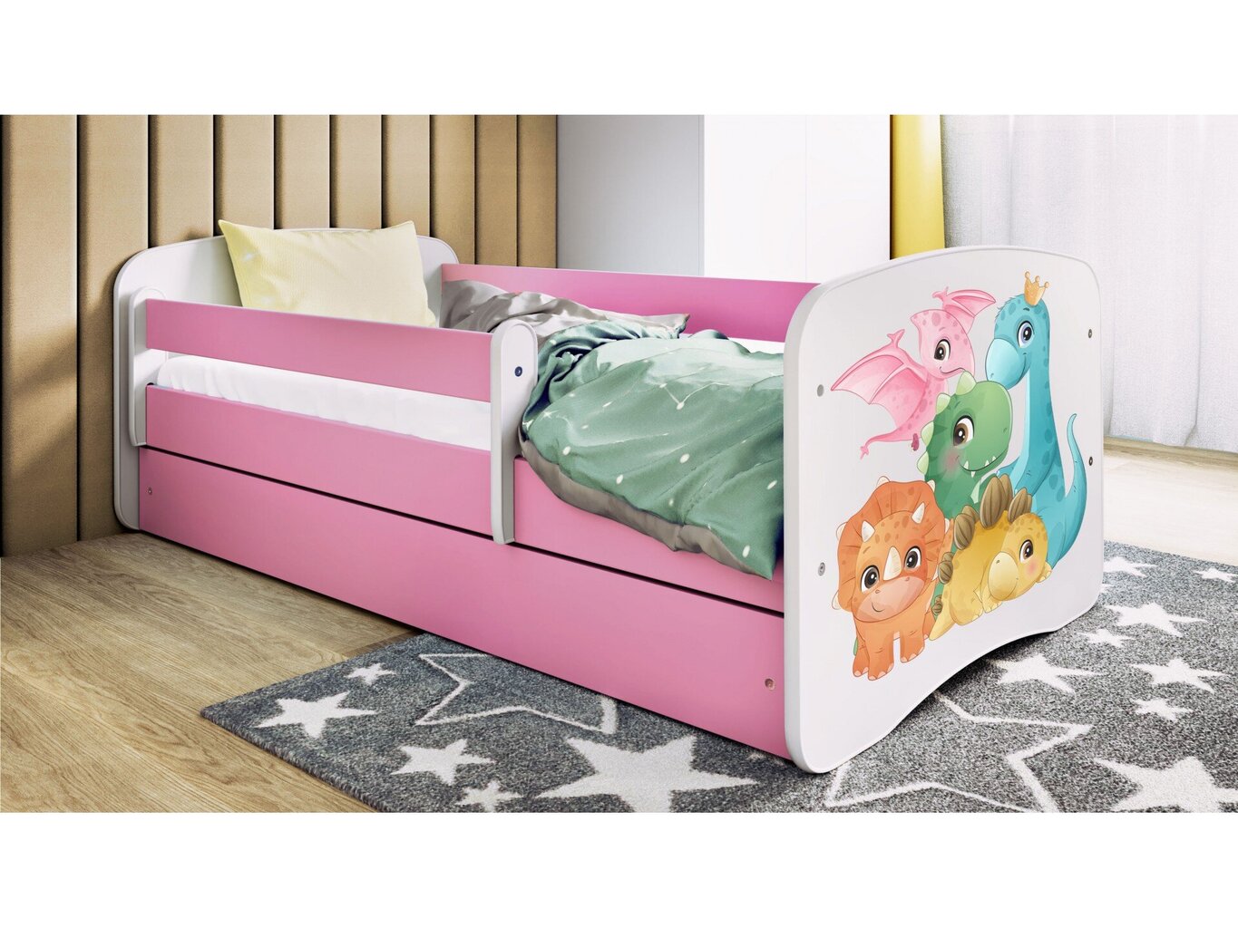 Lastevoodi madratsiga/sahtliga Kocot Kids BabyDreams Pink tiny dinos, roosa/valge цена и информация | Lastevoodid | hansapost.ee