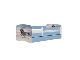 Детская кровать с матрасом Kocot Kids BabyDreams Blue galloping horse, синяя цена и информация | Детские кровати | hansapost.ee