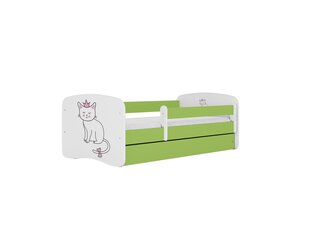 Детская кровать с матрасом Kocot Kids BabyDreams Green cat, зеленый/белый цена и информация | Детские кровати | hansapost.ee