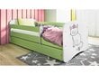 Lastevoodi madratsiga Kocot Kids BabyDreams Green cat, roheline цена и информация | Lastevoodid | hansapost.ee