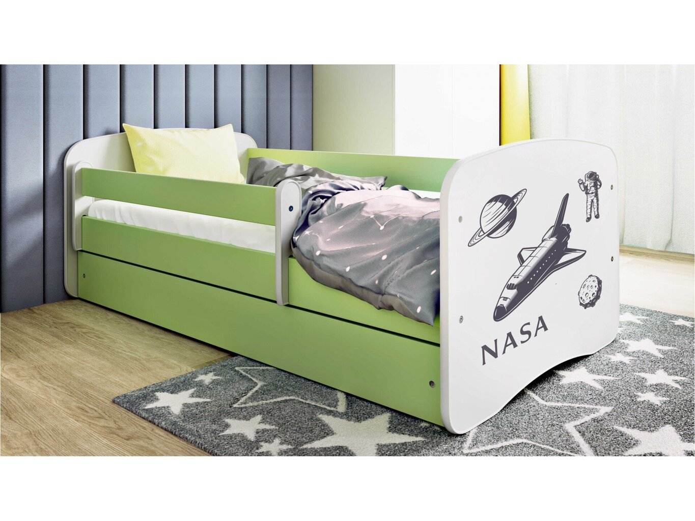 Lastevoodi madratsiga Kocot Kids BabyDreams Green Nasa, roheline hind ja info | Lastevoodid | hansapost.ee