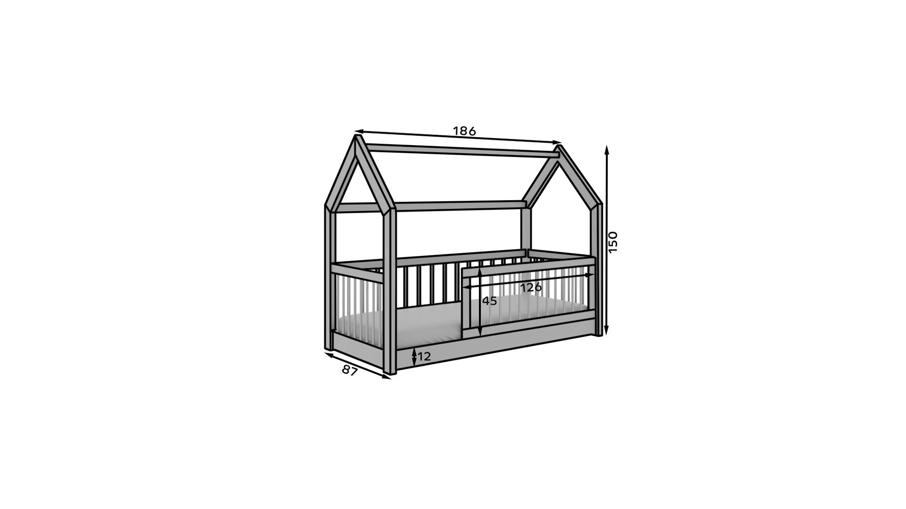 Voodi ADRK Furniture Graja, 80x180 cm, pruun цена и информация | Lastevoodid | hansapost.ee