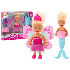 Nukud lastele 2in1 Mini Doll Mermaid Fairy Tail Wings, roosa цена и информация | Игрушки для девочек | hansapost.ee