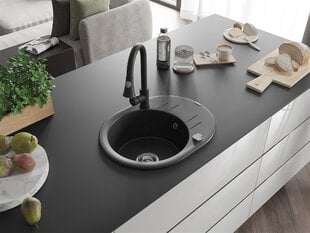 Graniidist köögivalamu Mexen Kevin segisti ja sifooniga, Metallic black/silver/Black цена и информация | Раковины на кухню | hansapost.ee