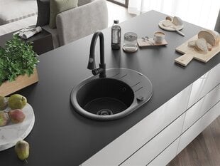 Graniidist köögivalamu Mexen Kevin segisti ja sifooniga, Metallic black/silver/Black цена и информация | Раковины на кухню | hansapost.ee