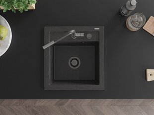 Гранитная кухонная мойка Mexen Vito с смесителем и сифоном, Black granite/Black granite/Chrome цена и информация | Раковины на кухню | hansapost.ee