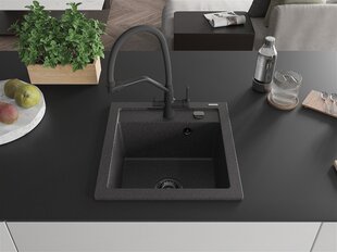 Гранитная кухонная мойка Mexen Vito с смесителем и сифоном, Black granite/Black цена и информация | Раковины на кухню | hansapost.ee