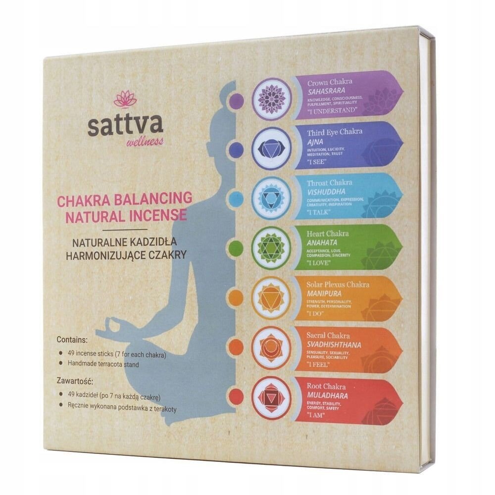 Viirukipulkade komplekt Chakra Box, Sattva Ayurveda, 49 tk. hind ja info | Lõhnapulgad ja kodulõhnastajad | hansapost.ee