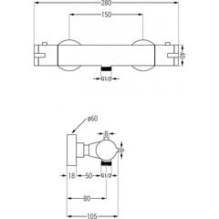 Termostaatiline dušisegisti Mexen Kai, Graphite hind ja info | Vannitoa segistid | hansapost.ee