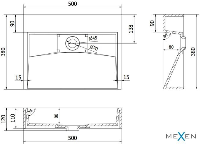 Konglomerato valamu Mexen Ava, 50x38 cm, must matt hind ja info | Vannitoa valamud, kraanikausid | hansapost.ee