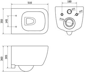 WC-pott Mexen Stella Rimless Slim Duroplast aeglaselt sulguva kaanega, Valge hind ja info | WС-potid | hansapost.ee