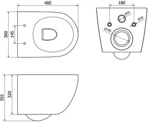 WC-pott Mexen Lena Rimless ilma kaaneta, Must matt hind ja info | WС-potid | hansapost.ee