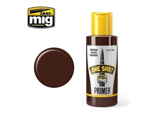 AMMO MIG - ONE SHOT PRIMER (Teraga krunt) - BROWN OXIDE PRIMER , 60ml. AMIG2026 hind ja info | Kunstitarbed, voolimise tarvikud | hansapost.ee