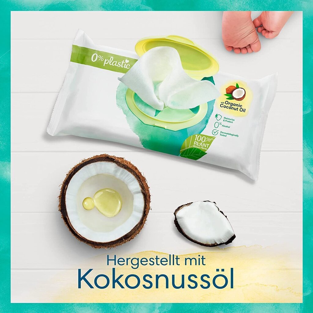 Pampers Harmonie Coco beebisalvrätikud, 1 pakk, 42 ​​salvrätikut, kookosõli niisutav ja kaitsev цена и информация | Niisked salvrätikud lastele | hansapost.ee