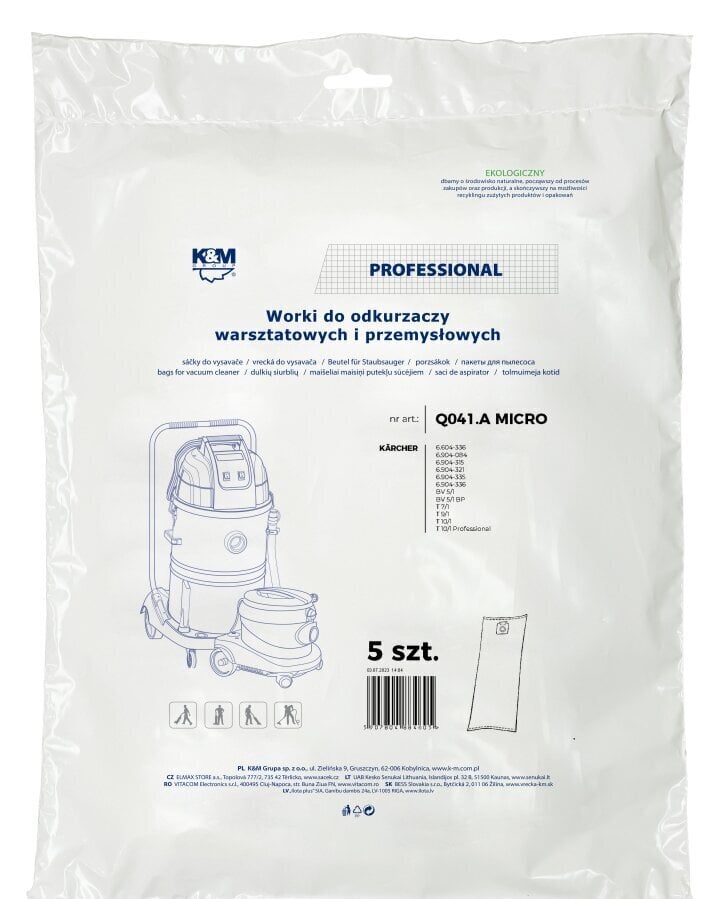 K&M Vacuum cleaner bag KARCHER (4pcs) цена и информация | Tolmuimejate lisatarvikud | hansapost.ee