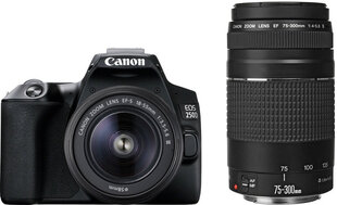 Canon EOS 250D + EF-S 18-55mm III + EF 75-300mm III (Black) цена и информация | Фотоаппараты | hansapost.ee