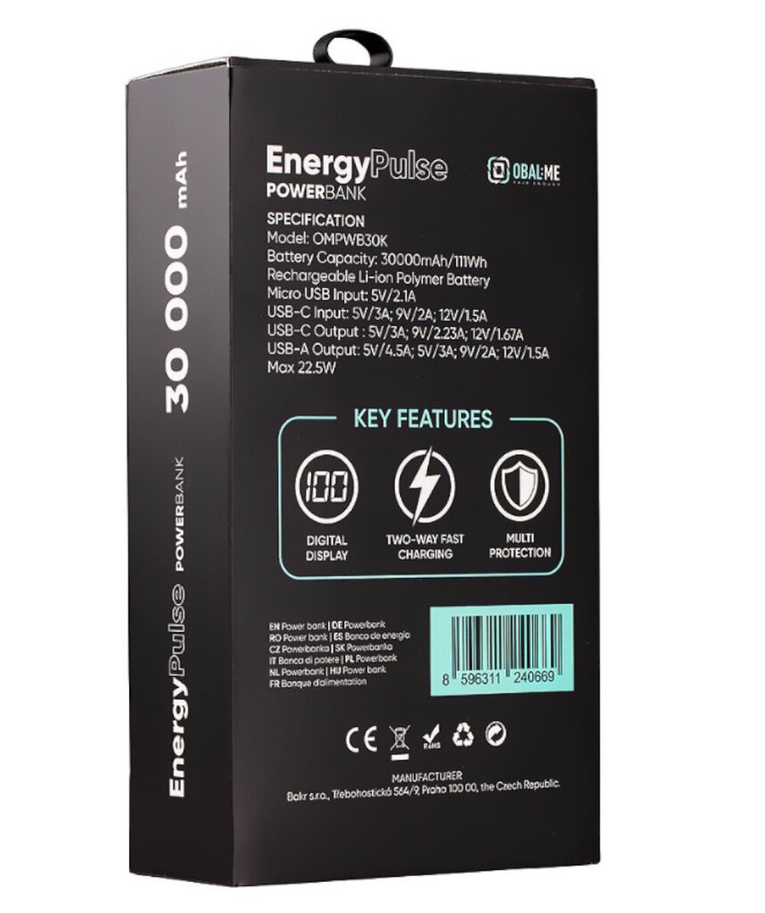 Obal: Me Energy Plus Power Bank 30000mAh 22,5W hind ja info | Akupangad | hansapost.ee