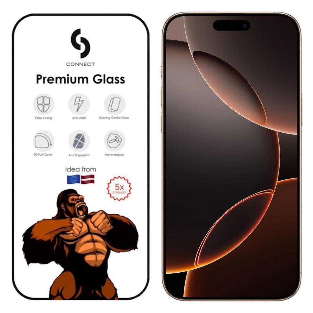 Connect Corning Gorilla Ultra Strong 3D-klaas Apple iPhone 16 Pro Maxi hind ja info | Ekraani kaitseklaasid ja kaitsekiled | hansapost.ee