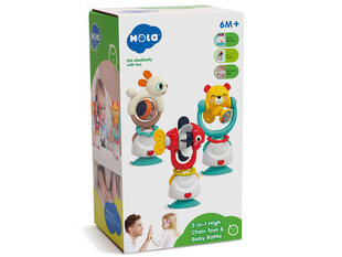 Очаровательная игрушка для стульчика и погремушка в одном Hola Suction Cup Set 2in1 цена и информация | Игрушки для малышей | hansapost.ee