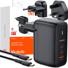 Universaalne laadija telefonile, sülearvutile Mcdodo GaN 3.0 kiirlaadija, USB-C, PD, USB-A, 65W, CH-8442 hind ja info | Laadijad mobiiltelefonidele | hansapost.ee